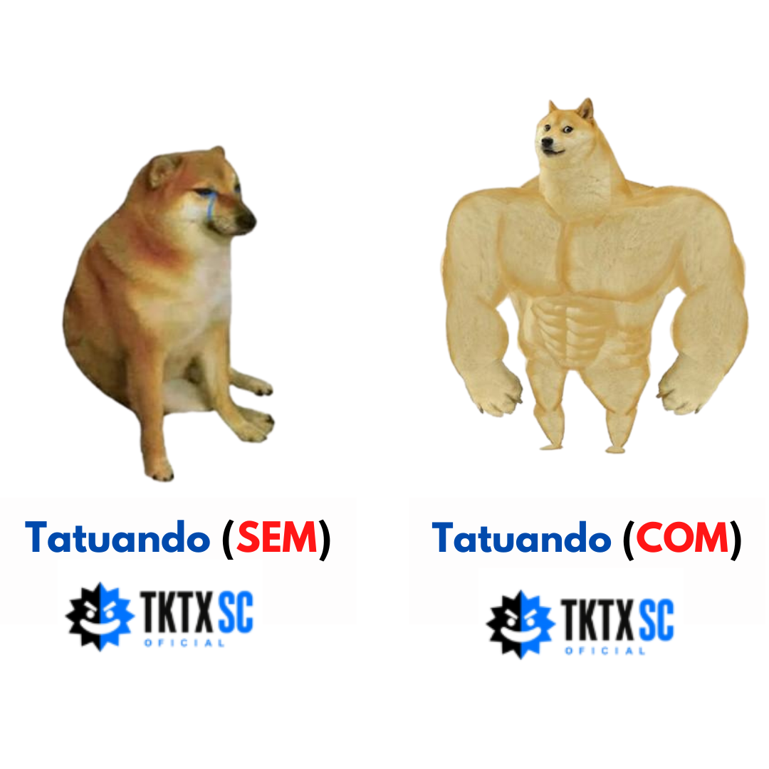 Tatuando sem TKTX vs com TKTX