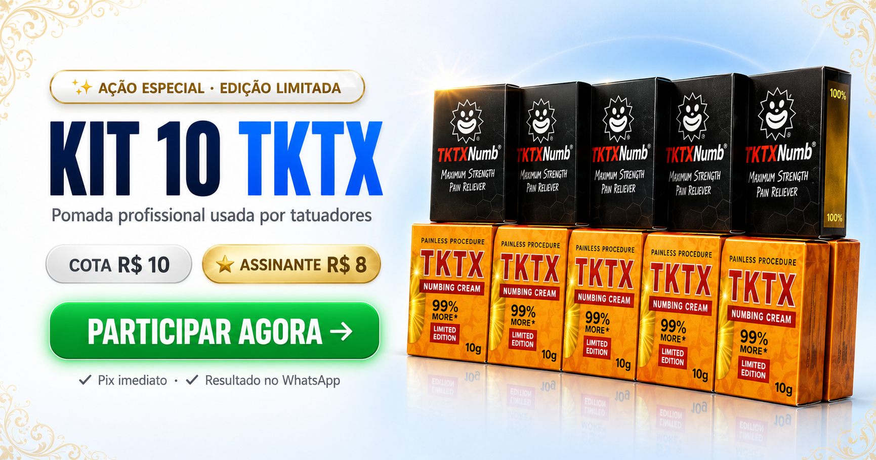 Participe — Kit 10 TKTX a partir de R$ 10